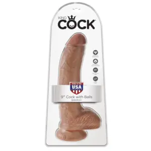 King Cock 9" - Barna realisztikus dildó herékkel (23cm) - Image 2