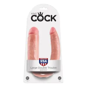King Cock Penetrator - Duplavégű dildó (natúr) - Image 4