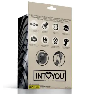 Intoyou Black Shadow Adjustable Brathable Ball Gag Vegan Leather - Légáteresztő szájpecek - Image 10