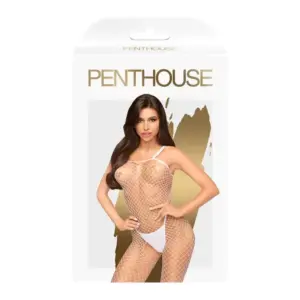 Penthouse Body Search - Nyitott, necc overall (fehér) - Image 3