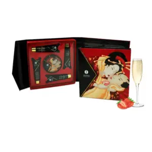 Shunga Geisha Secrets Kit - Erotikus masszázsolaj készlet (pezsgő-eper) - Image 4