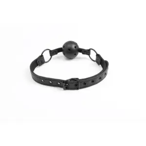 Intoyou Black Shadow Adjustable Brathable Ball Gag Vegan Leather - Légáteresztő szájpecek - Image 7