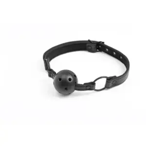 Intoyou Black Shadow Adjustable Brathable Ball Gag Vegan Leather - Légáteresztő szájpecek - Image 3