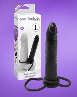 Anal Fantasy Collect - Anál dildó péniszgyűrűvel (fekete)