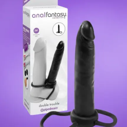 Anal Fantasy Collect - Anál dildó péniszgyűrűvel (fekete)