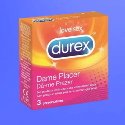 Durex Condoms Dame Placer - Bordázott óvszer (3db)