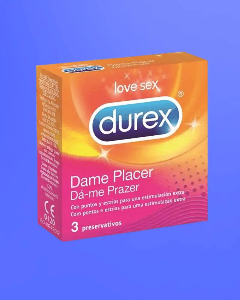 DUREX CONDOMS DAME PLACER 3 UNITS Durex Condoms Dame Placer - Bordázott óvszer (3db) - Image 1
