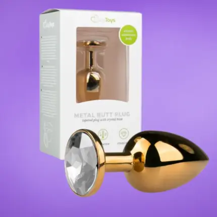 Easytoys Metal Butt Plug No.1 - Gold - Análdugó fehér kővel