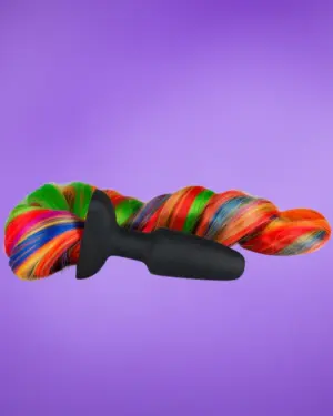 Easytoys - Análdugó szivárvány színű farokkal(fekete)