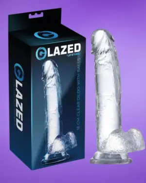 Glazed - Áttetsző dildó herékkel (18cm)