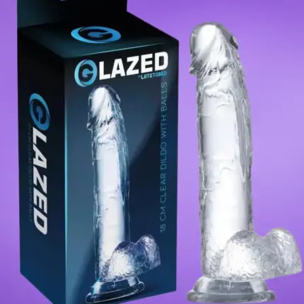 Glazed - Áttetsző dildó herékkel (18cm)
