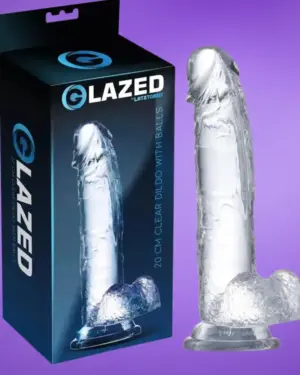 Glazed - Áttetsző dildó herékkel (20cm)