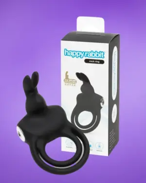 Happy Rabbit  - Nyuszis péniszgyűrű (fekete)