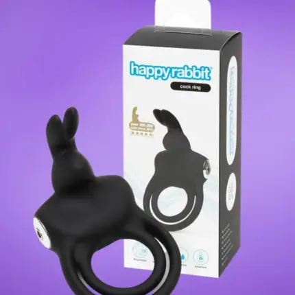 Happy Rabbit  - Nyuszis péniszgyűrű (fekete)
