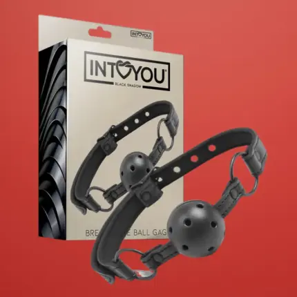 Intoyou Black Shadow Adjustable Brathable Ball Gag Vegan Leather - Légáteresztő szájpecek