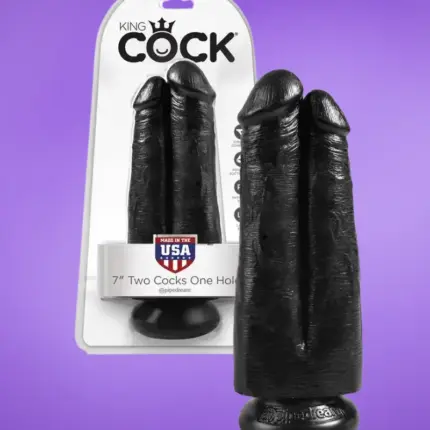 King Cock One Hole 7"- Dupla realisztikus dildó (fekete)