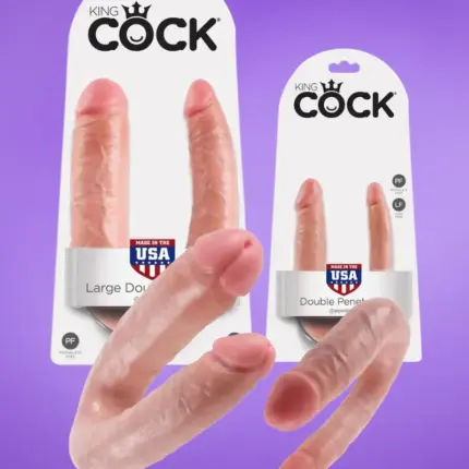 King Cock Penetrator - Duplavégű dildó (natúr)