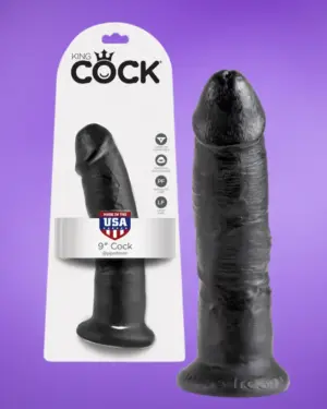 King Cock 9 - Tapadótalpas élethű dildó (23cm) - fekete
