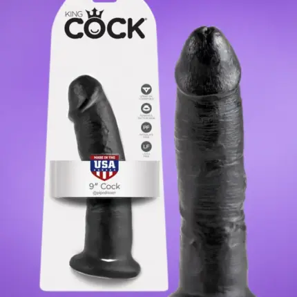 King Cock 9 - Tapadótalpas élethű dildó (23cm) - fekete
