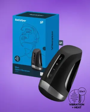 Satisfyer Men Heat - Akkus,melegítős makk vibrátor (fekete)