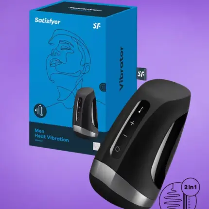 Satisfyer Men Heat - Akkus,melegítős makk vibrátor (fekete)