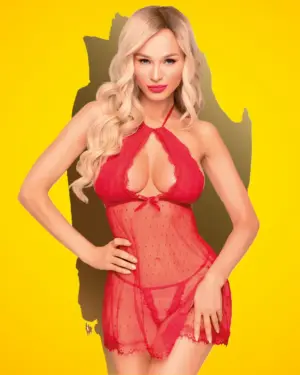 Penthouse Libido Boost - Piros babydoll + bugyi szett