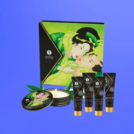 Shunga Geisha Secrets Kit  - Erotikus masszázsolaj készlet (zöld tea)