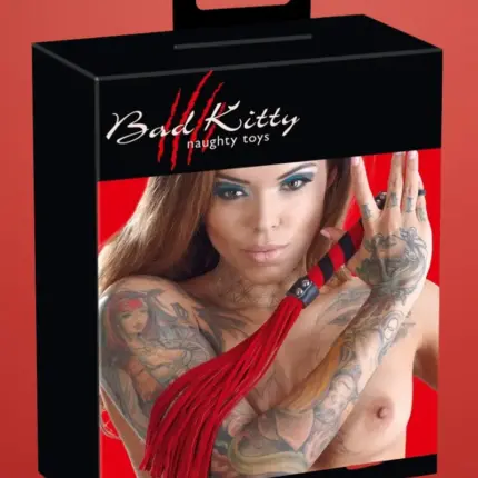 Bad Kitty - Velúrbőr korbács (vörös)