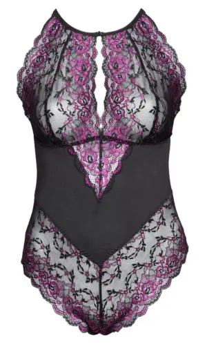 Cottelli Collection - Csipkés body lila virágokkal XL - Image 4