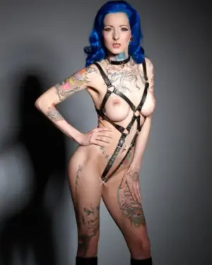 Zado - Fém gyűrűs bőr body, pántokból (fekete) - Image 2