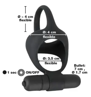 Black Velvet - Vibrációs pénisz- és heregyűrű (fekete) - Image 3