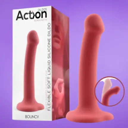 Action Bouncy - Szilikon dildó (bordó) M