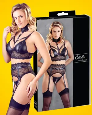 Cottelli - Nyitott mellű,szegecses háromrészes szett