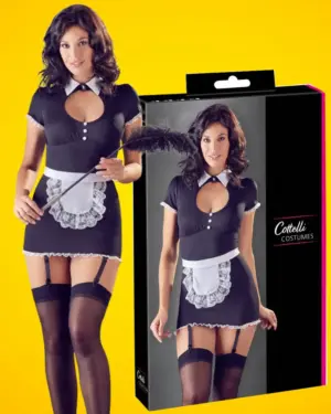 Cottelli - Harisnyatartós szobalány ruha (fekete-fehér)