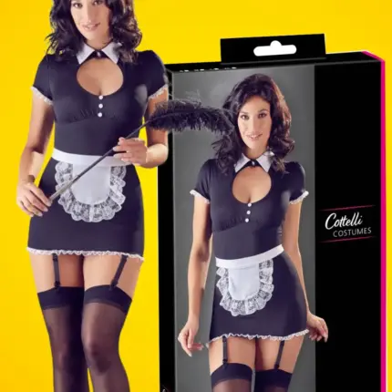 Cottelli - Harisnyatartós szobalány ruha (fekete-fehér)