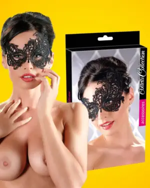 Cottelli - Hímzett, aszimmetrikus álarc (fekete)