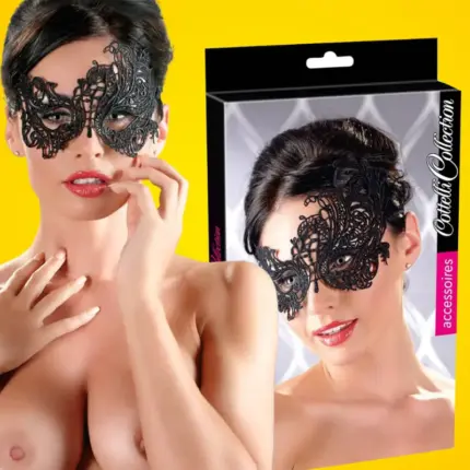 Cottelli - Hímzett, aszimmetrikus álarc (fekete)