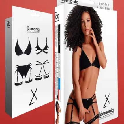 Demoniq LXDorita001 - 2 részes fekete szett pántokkal