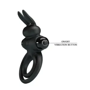 Pretty Love Vibrating Ring 3 - Vibrációs,nyuszis péniszgyűrű (fekete) - Image 4