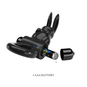 Pretty Love - Nyuszis vibráló péniszgyűrű (fekete) - Image 7