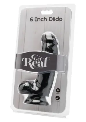 Get Real 6" - Élethű dildó herékkel (fekete) -15cm - Image 3