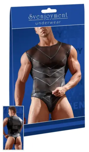 Svenjoyment - Újjatlan necc póló bőr betéttel - Image 2