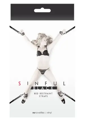 Sinful - Ágyhoz kötöző szett (fekete) - Image 2