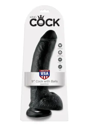 King Cock 9 - Nagy tapadótalpas, herés dildó (23cm) - fekete - Image 3