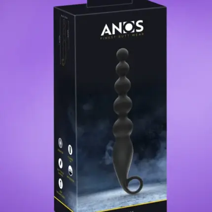 Anos Anal Beads - Anál gyöngysor vibrációval (fekete)
