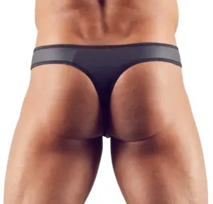 Svenjoyment - Fényes férfi tanga áttetsző betéttel (fekete) - Image 4