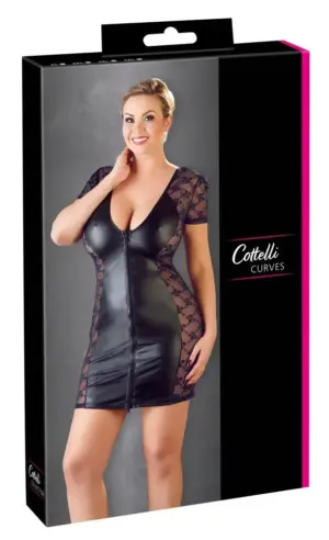 Cottelli Plus Size - Masnis, csipkés kombinált ruha (fekete) XL - Image 3