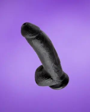 King Cock 9 - Nagy tapadótalpas, herés dildó (23cm) - fekete