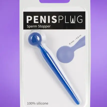 Dilator Sperm Stopper - Gömbös, szilikon húgycsőtágító dildó (kék)