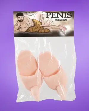 Plüss papucs natúr - péniszformájú